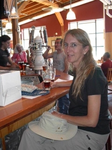 Liza enjoying her beer