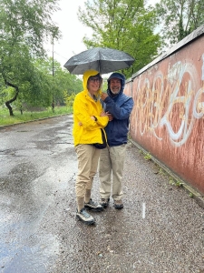 Waiting in the rain, of course