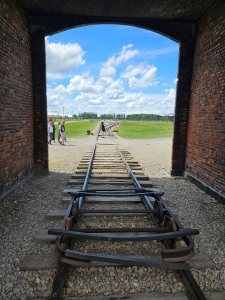 Rail entrance to Birkenau