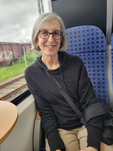 Liza on the train to Rothenburg