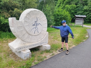 Robert with the big fossil sign
