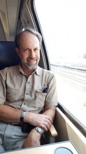 Robert on the train to Berlin