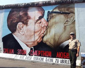 Famous Brezhnev/Honecker "fraternal kiss", East Side Gallery