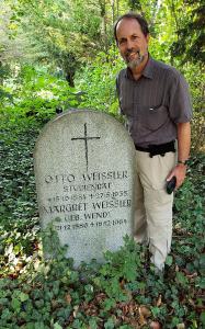 Robert at the grave of Otto and Margret Weissler, his grandparents