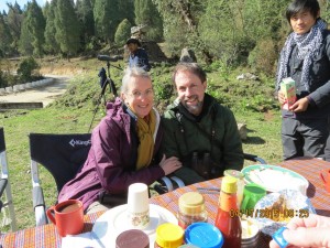 Liza & Robert at lunch, Punakha Valley   
