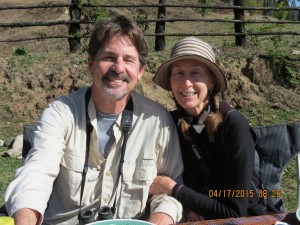 Ron Beck and Janet Cunningham at lunch, Punakha Valley   