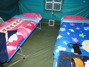 Inside our tent     