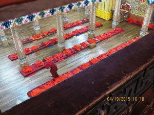 Monks' chamber at the Punakha dzong (shhh)   