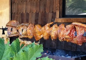 Grilling meats at Rancho Espantapajaros