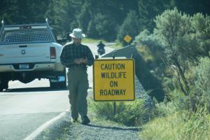 Robert on Gardner River bridge, Yellowstone NP