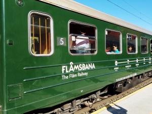 Taking the Flåmsbana train to Flåm