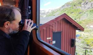 On the Flåmsbana train to Flåm