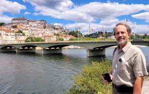 Robert across the Ponte de Santa Clara, Coimbra