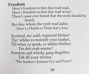"Freedom and whisky gang thegither"