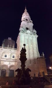 Santiago de Compostela cathedral at night