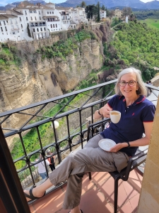 Liza at our balcony, Parador de Ronda